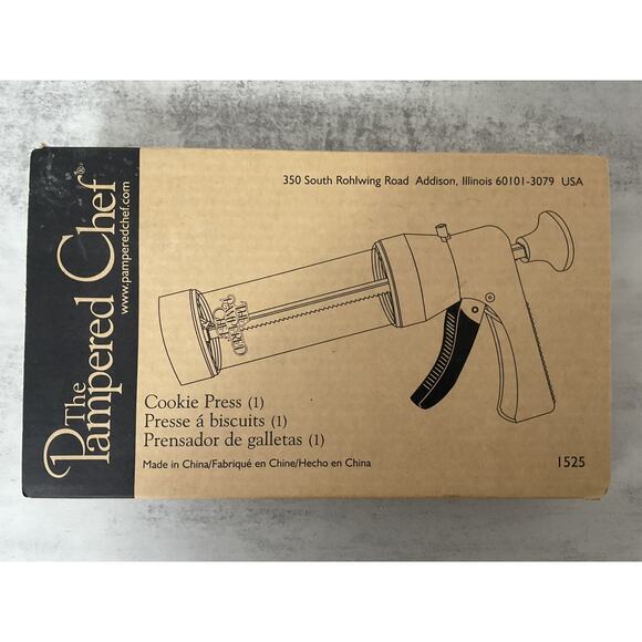 Pampered Chef Cookie Press 1525 16 Disks Spritz Cookies Baking Tool NEW - Picture 1 of 4